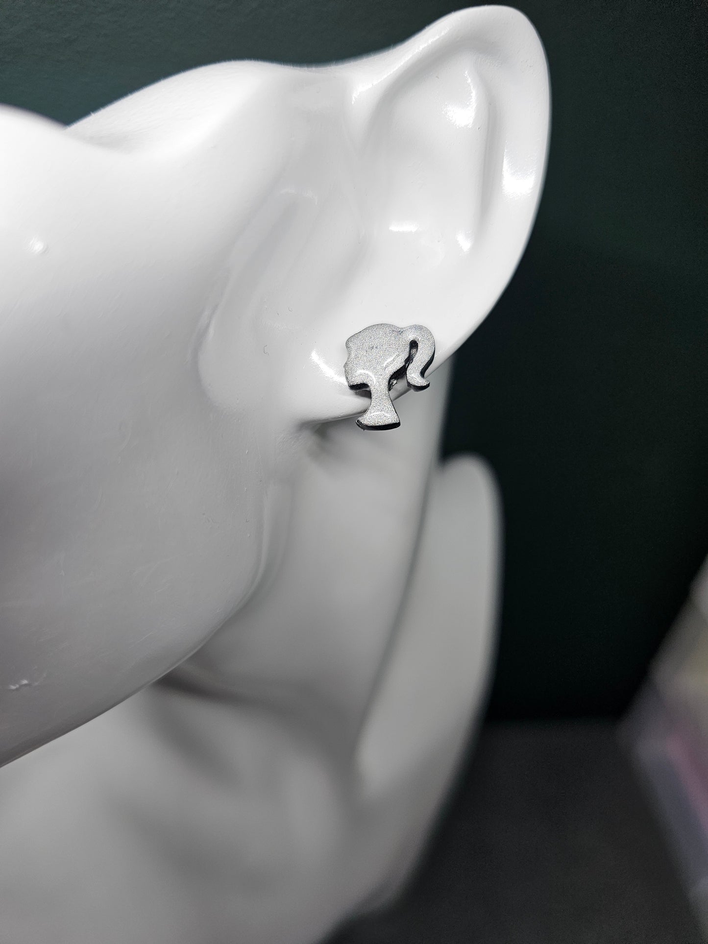 Silver little lady stud earrings