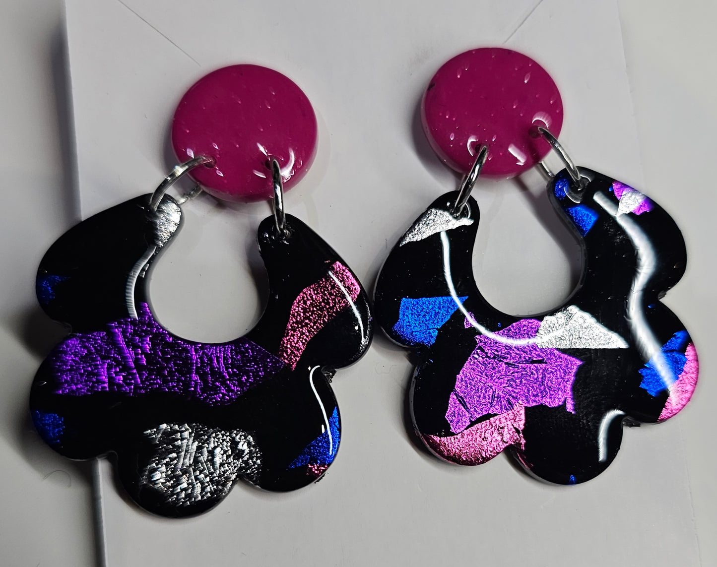 Foil leaf dangly earrings