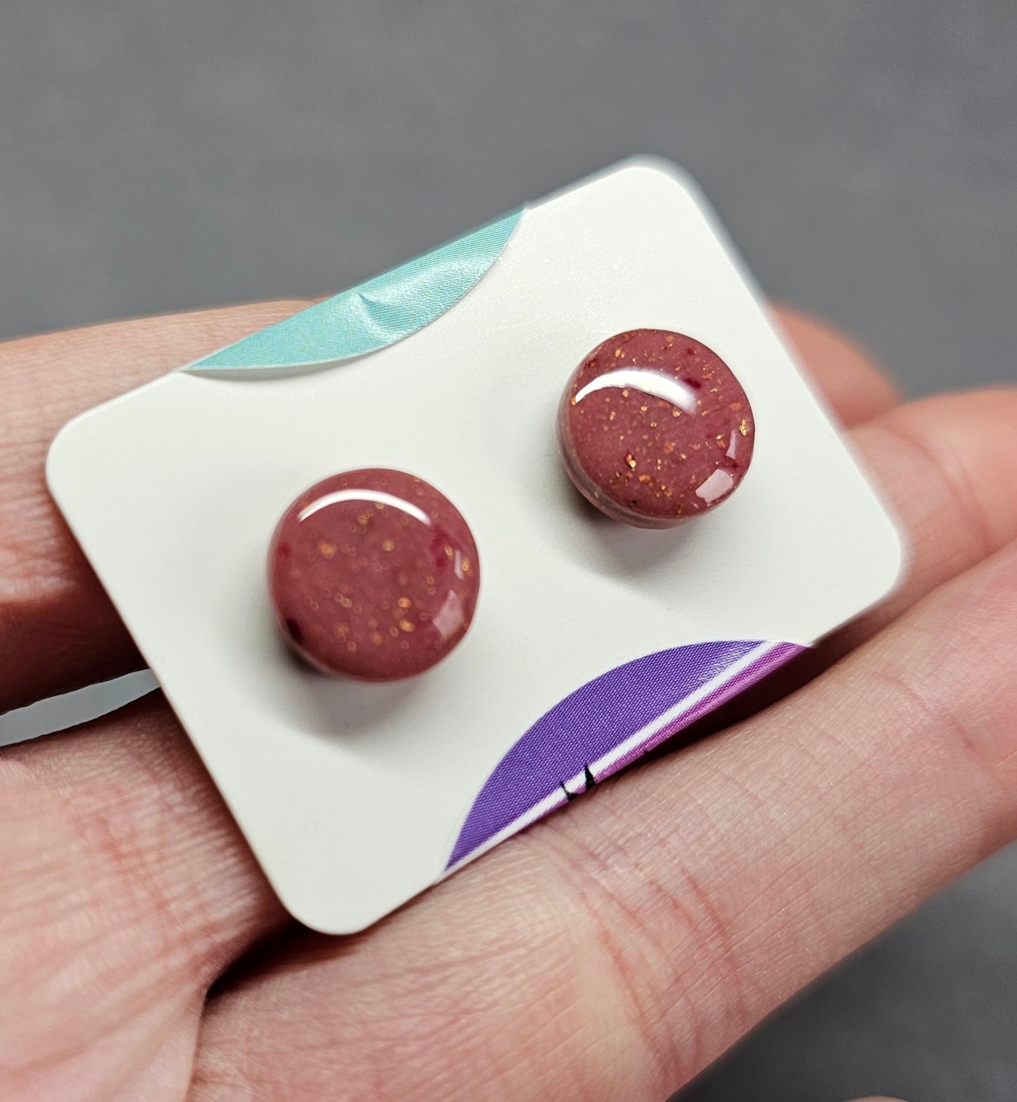 Burgundy dot studs