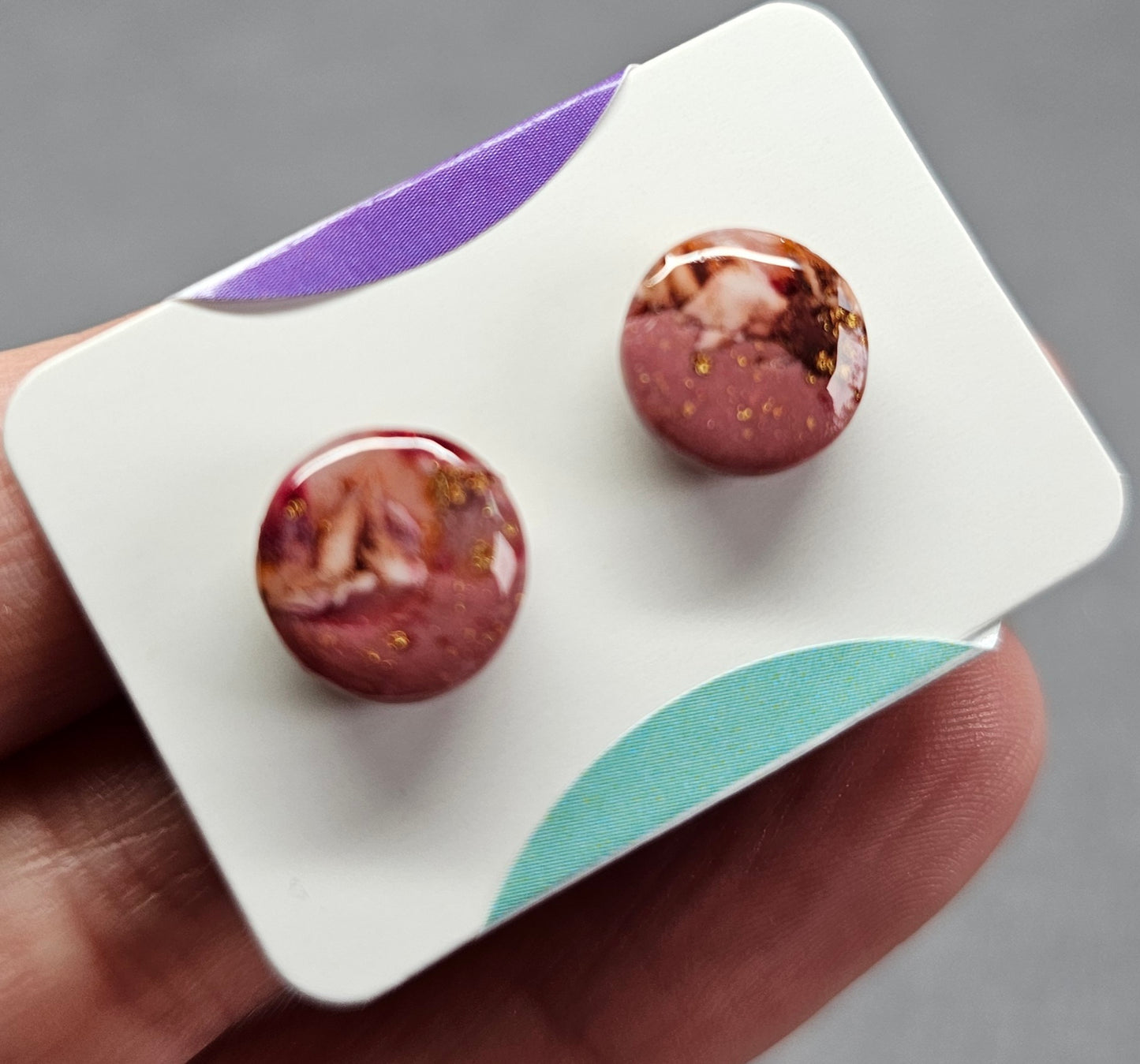Burgundy dot stud earrings