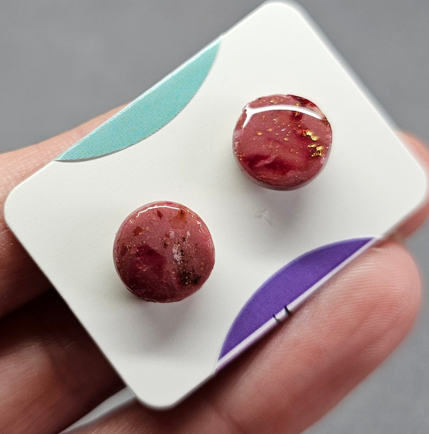 Burgundy dot stud earrings