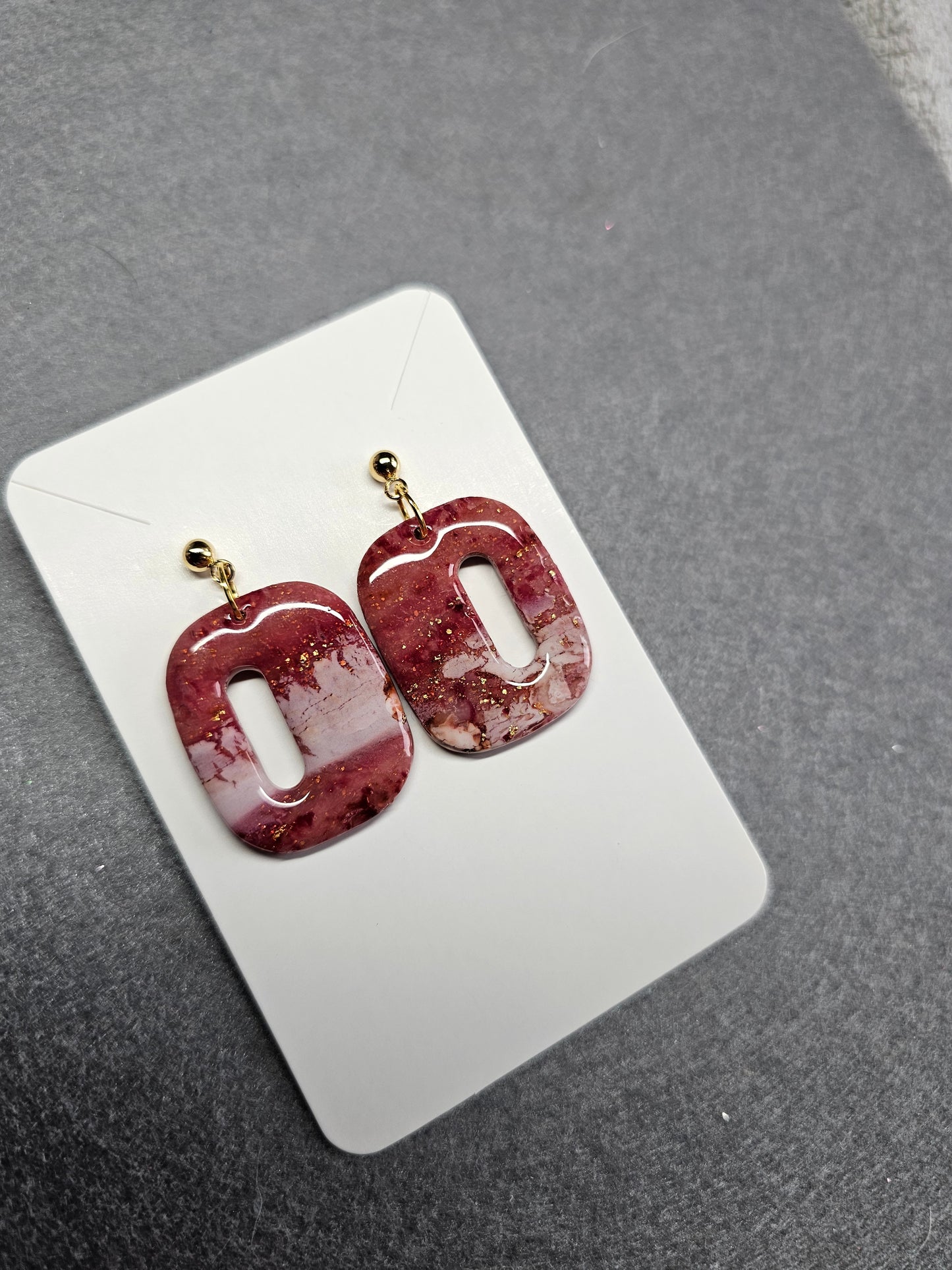 squoval burgundy earrings