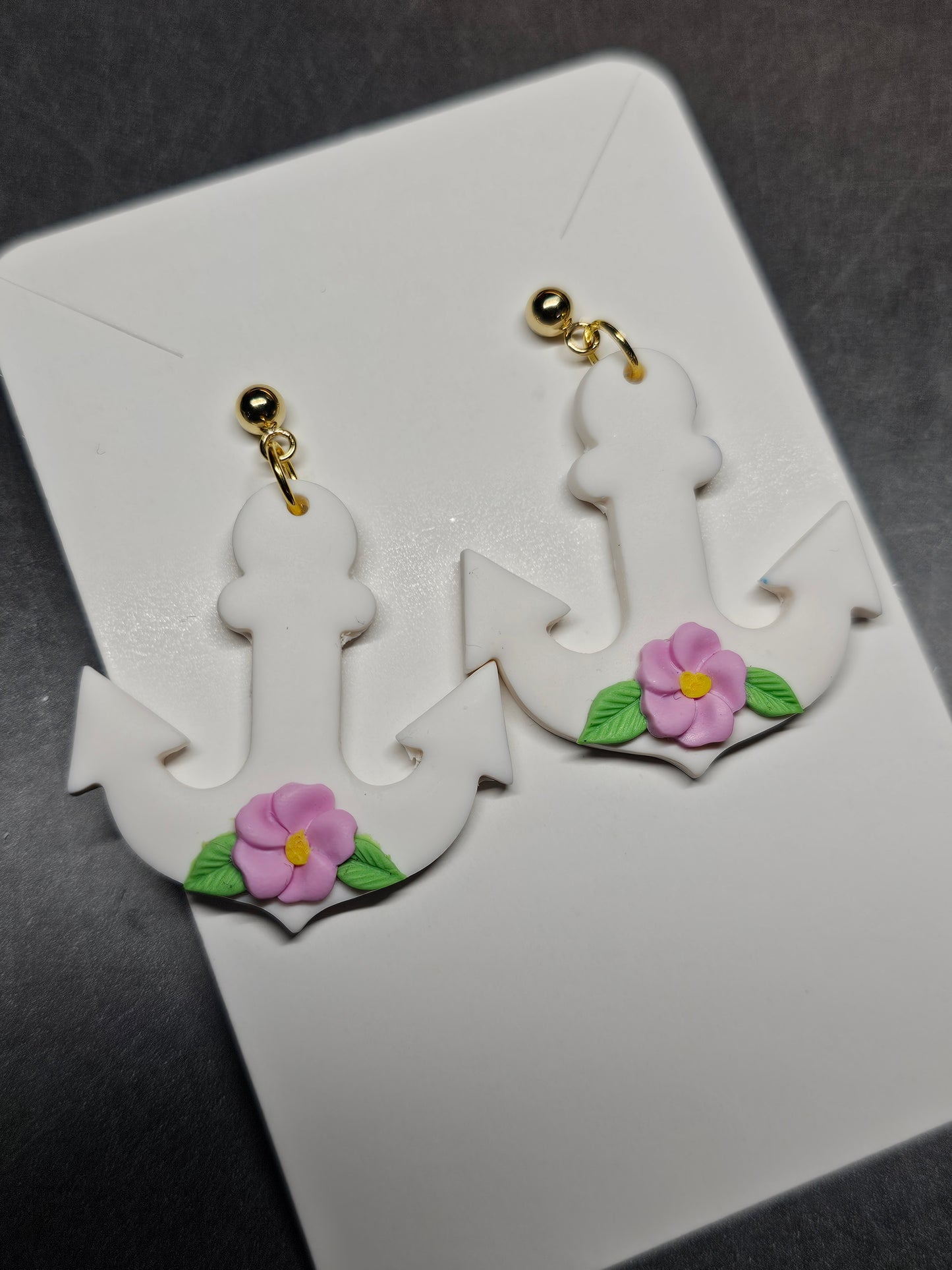 Anchor flower earrings