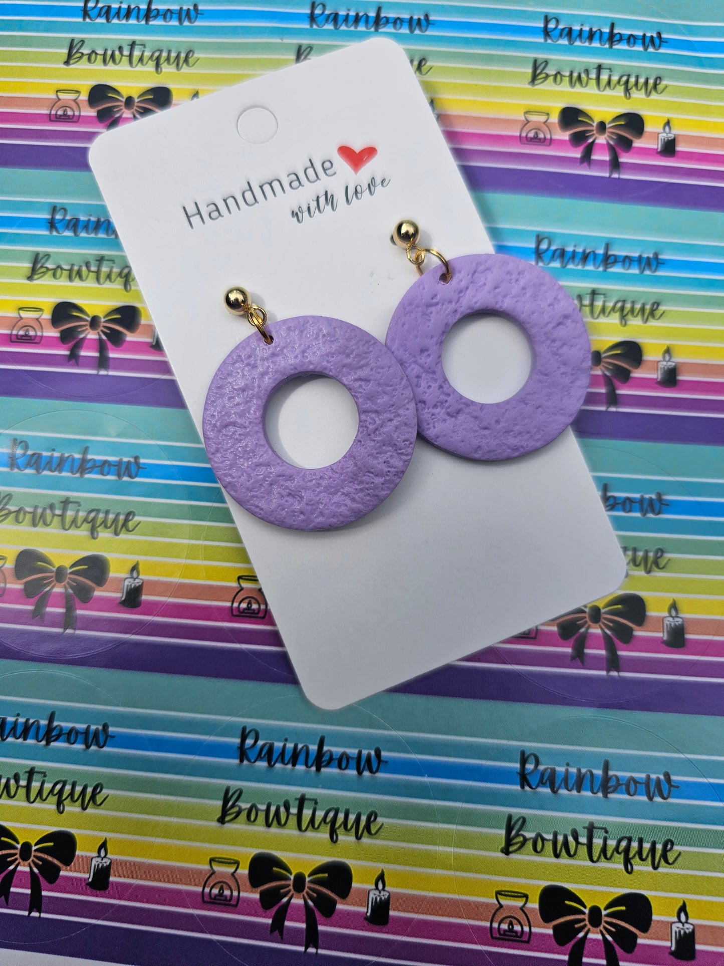 Lilac textured hoop earrings