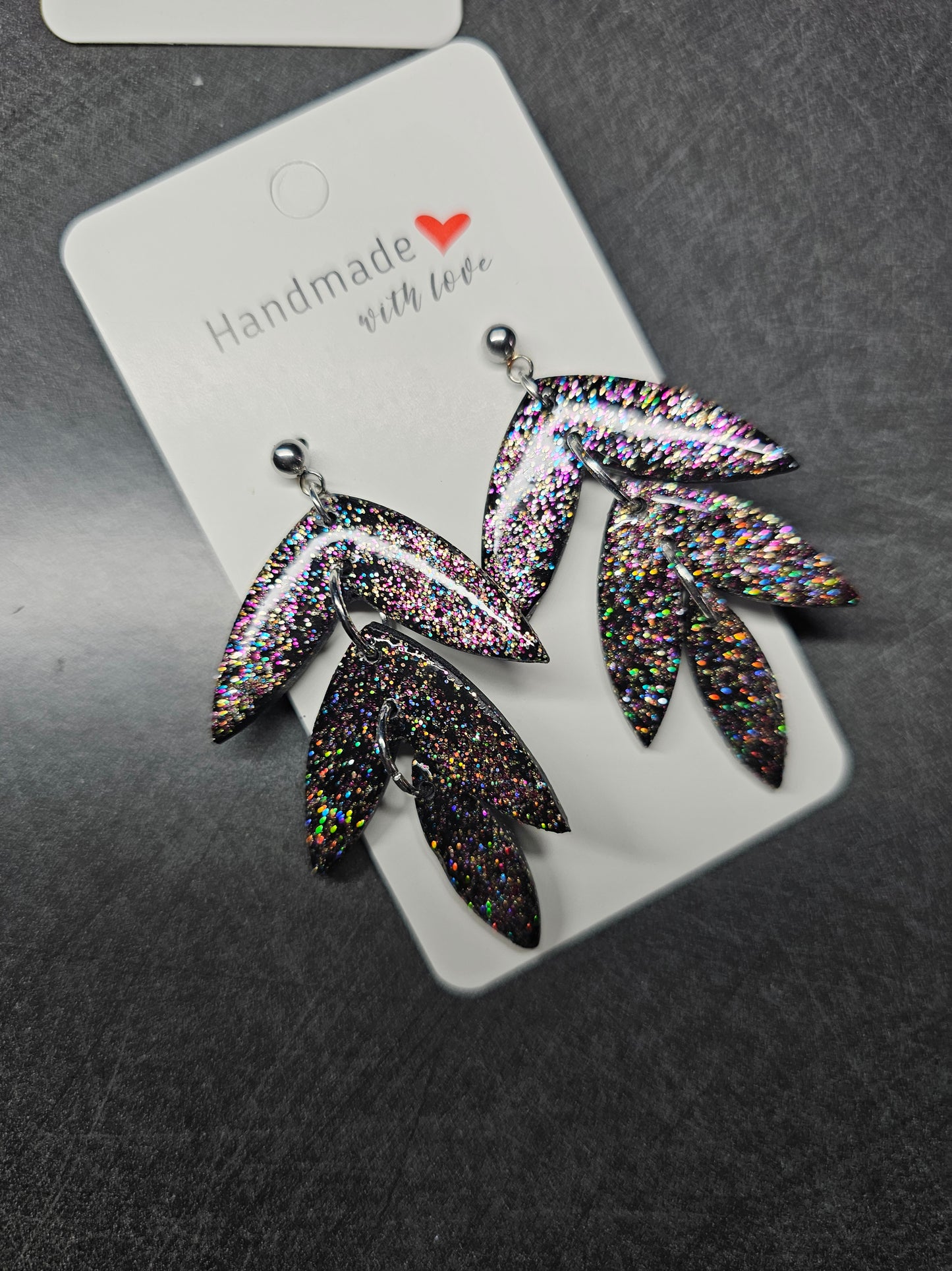 Glitter Triple leaf earrings