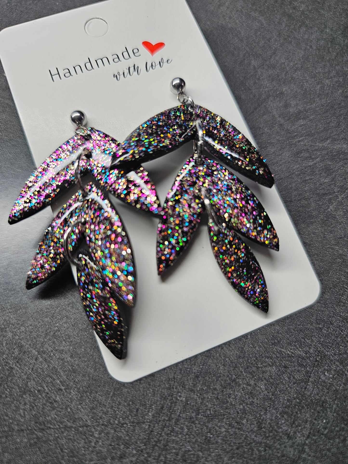 Glitter Triple leaf earrings