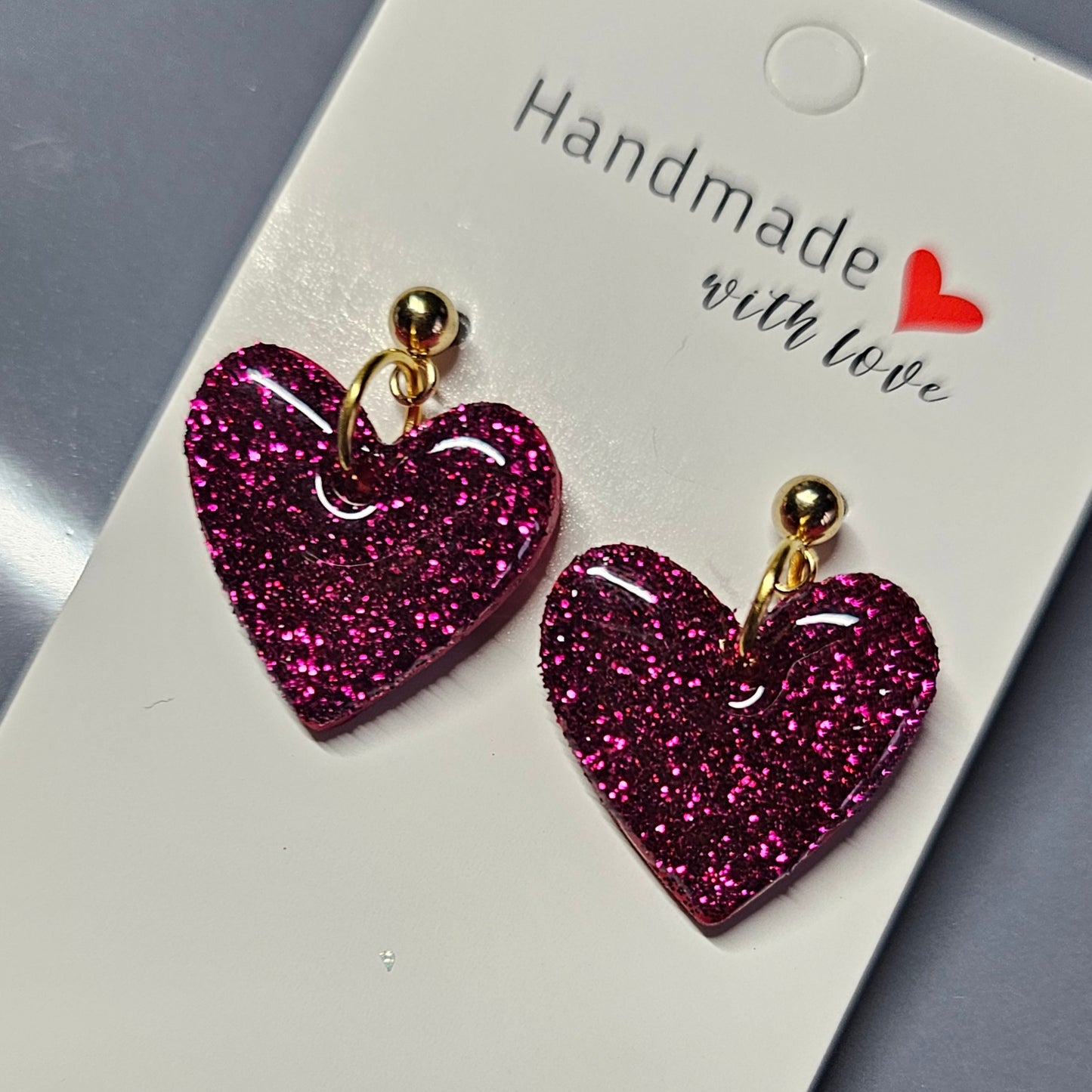 Pink heart earrings