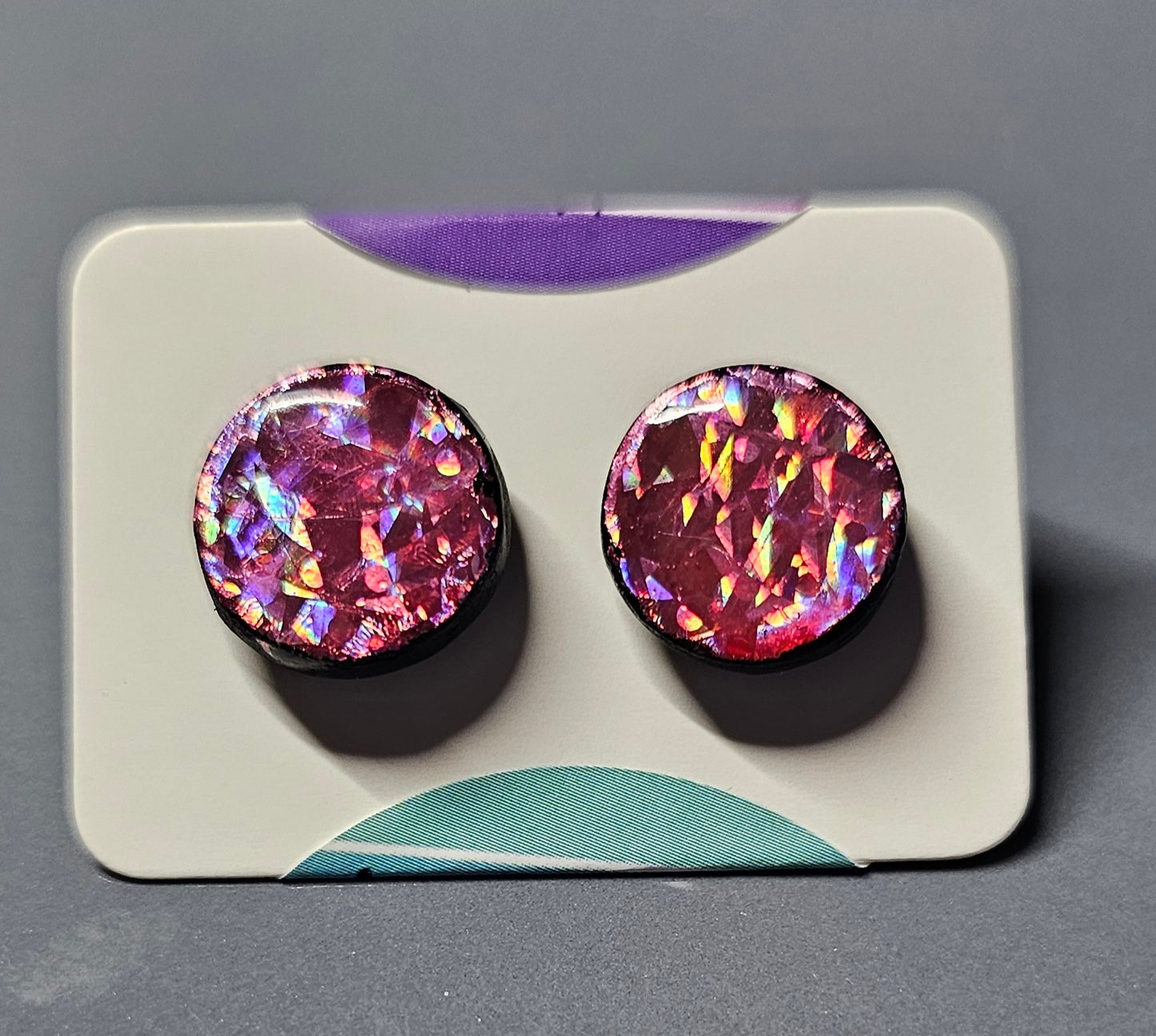 Blush holo studs earrings