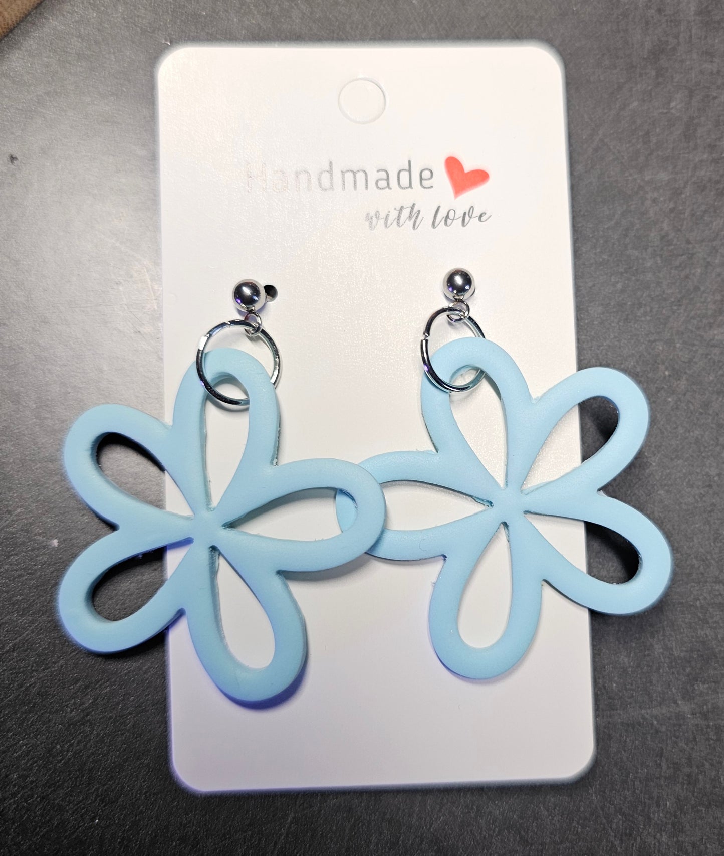Powder blue flower earrings