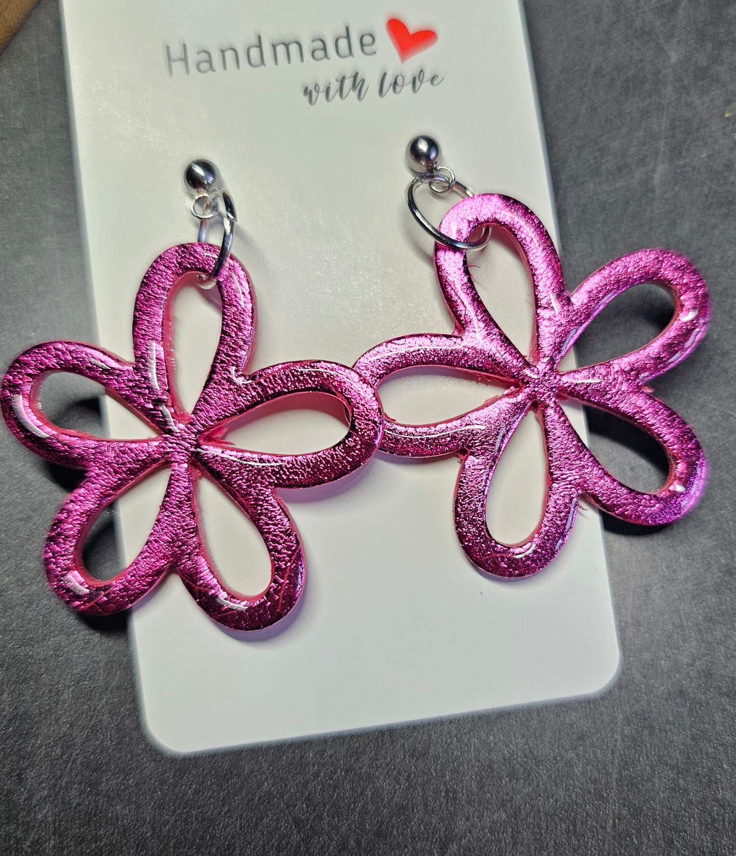 Pink flower earrings