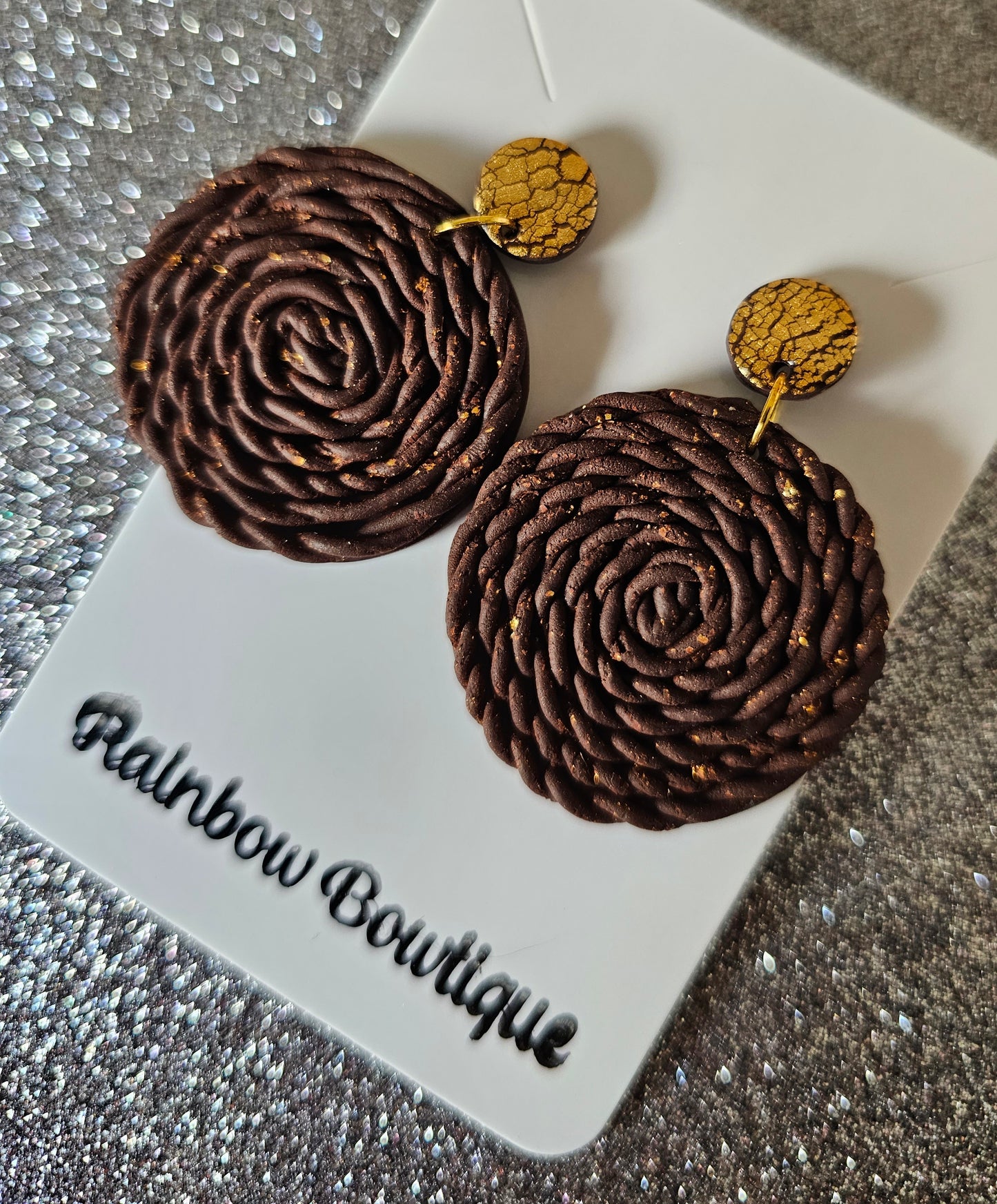 Brown twist with gold flecks earrings