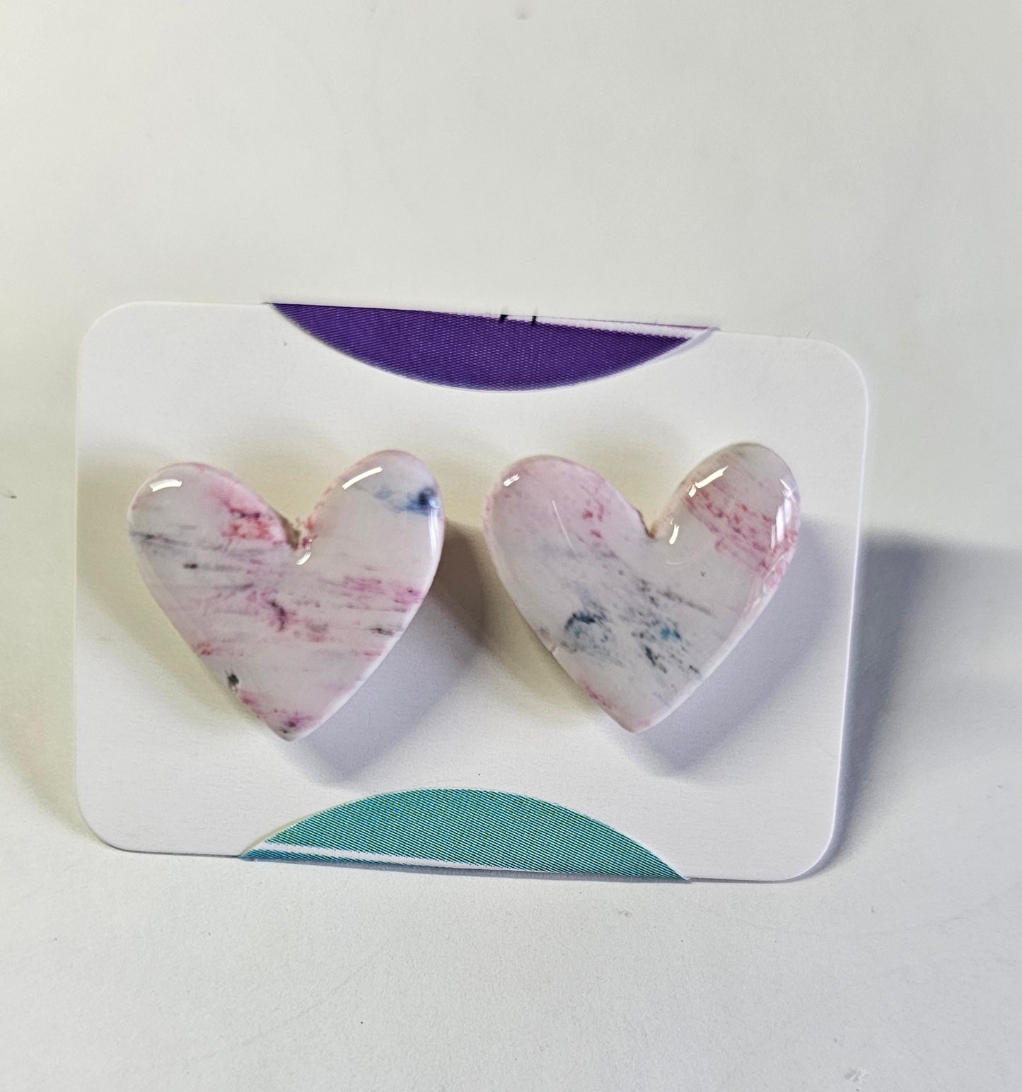 Marble heart studs