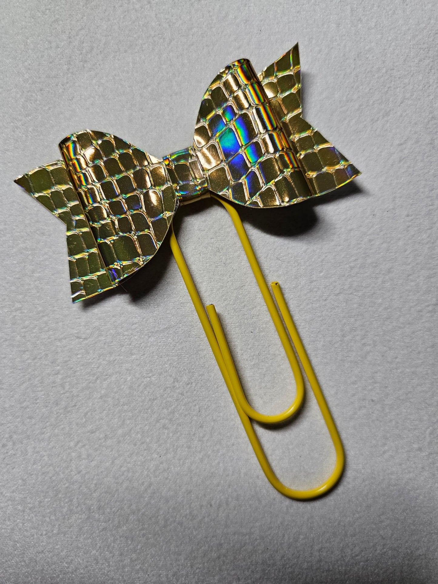 Gold holographic Croc bow bookmark