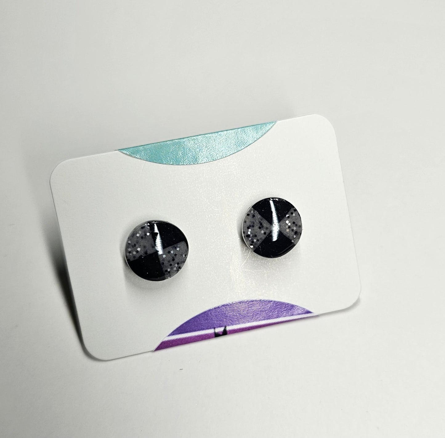 Granite checkered stud earrings