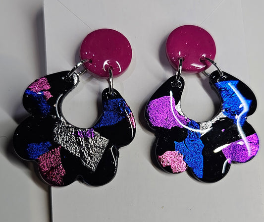 Foil leaf dangly earrings