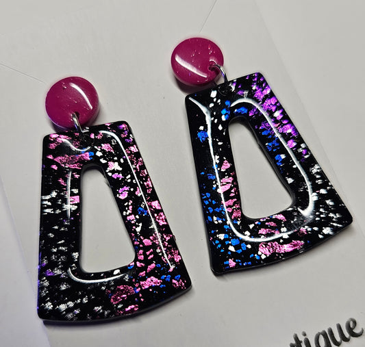 Foil leaf trapezium earrings