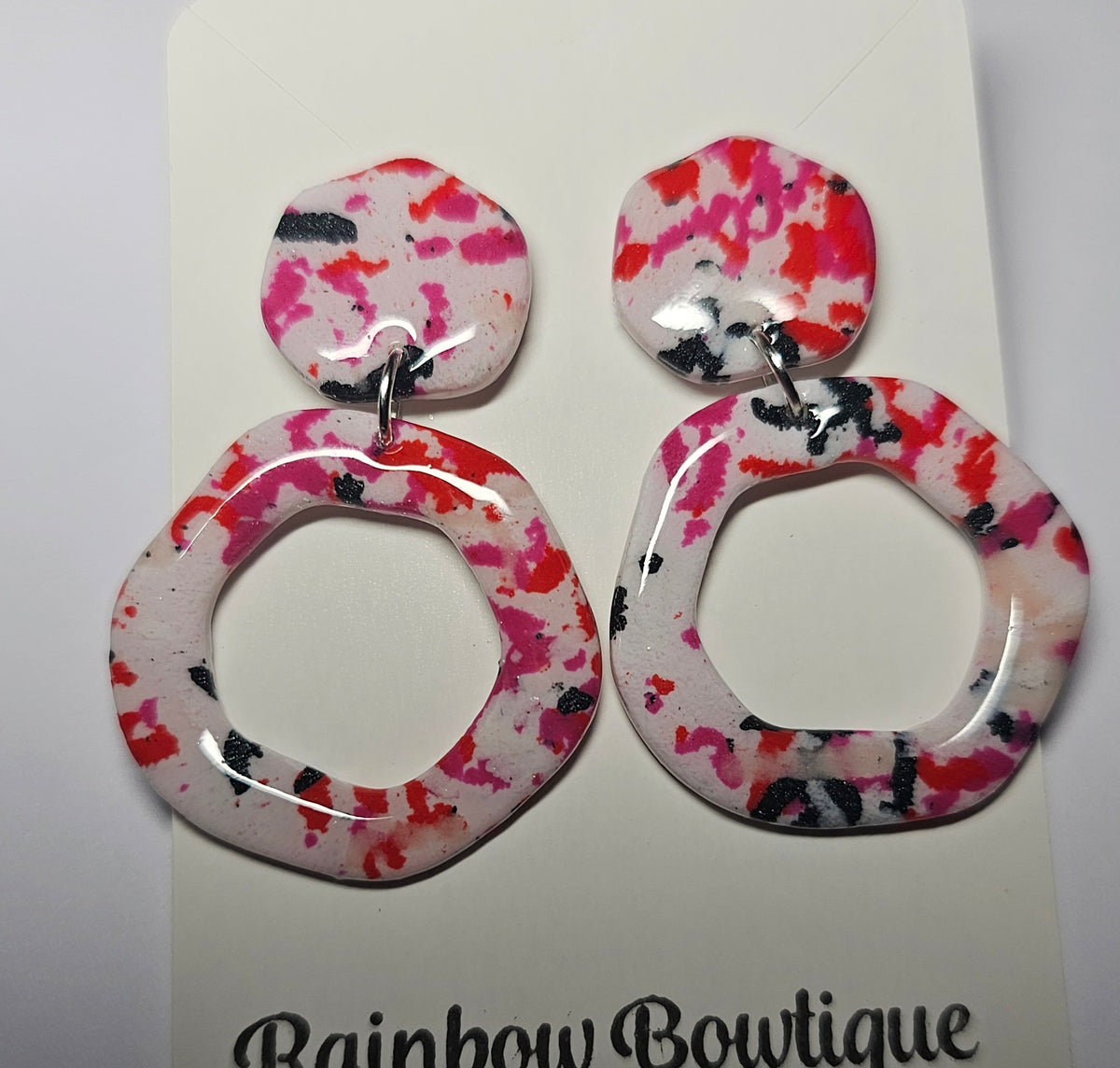 Organic coloured donut hoop earrings