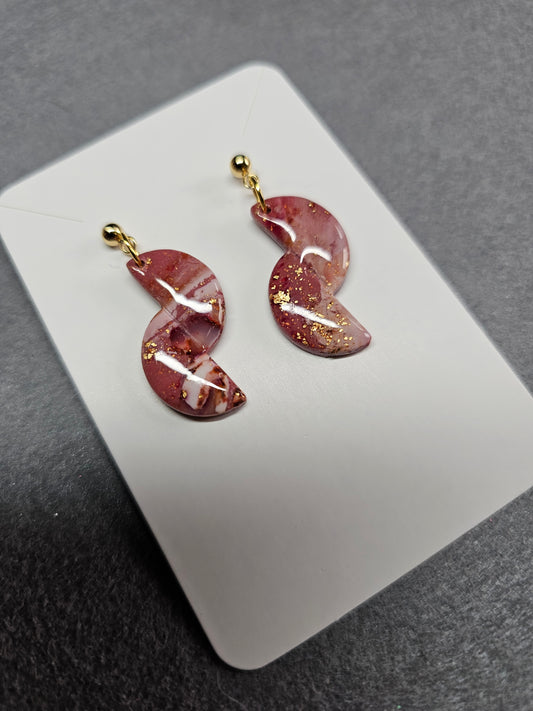 Half circles burgundy earrings