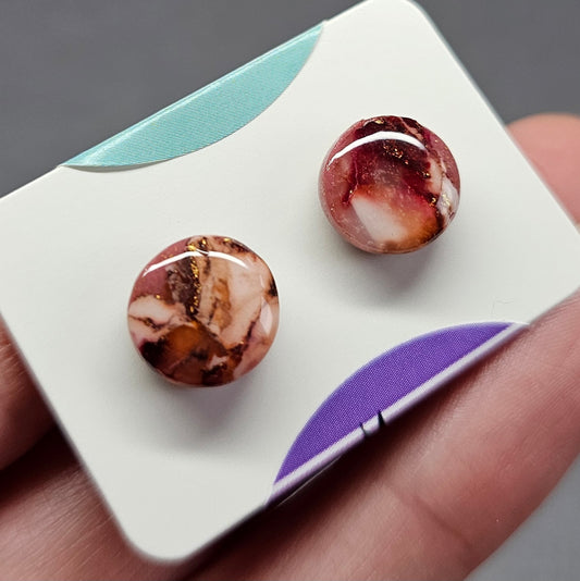 Burgundy dot studs