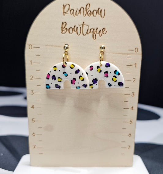 Leopard print arch earrings