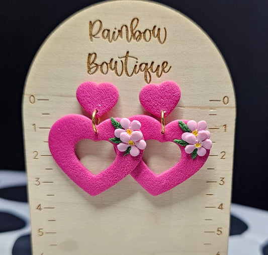 Heart flower earrings