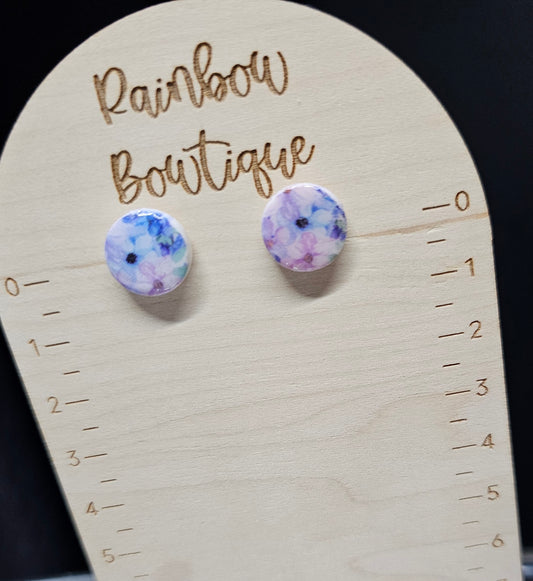 Blue flower dot studs