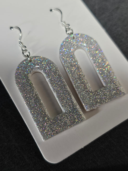 Silver holo arch earrings