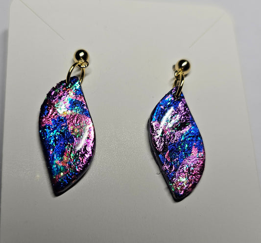 Pink and blue dangly earrings