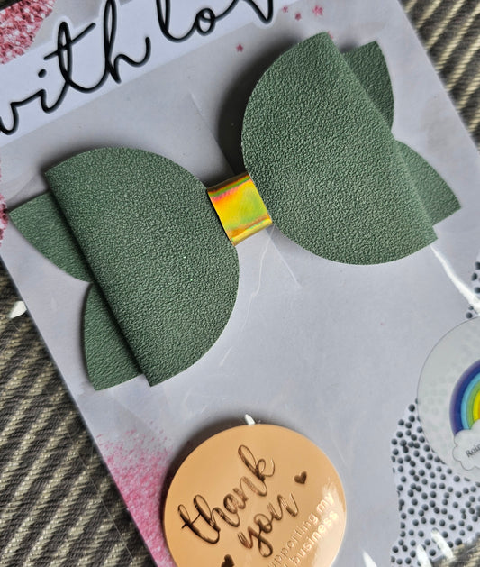 Sage green suade effect hair bow