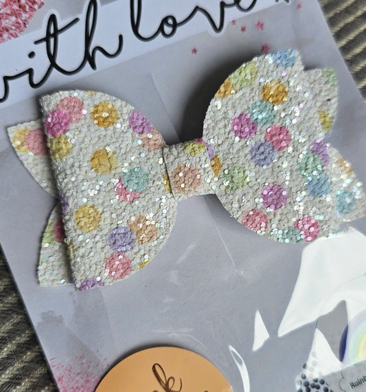 Pastel dots hair bow