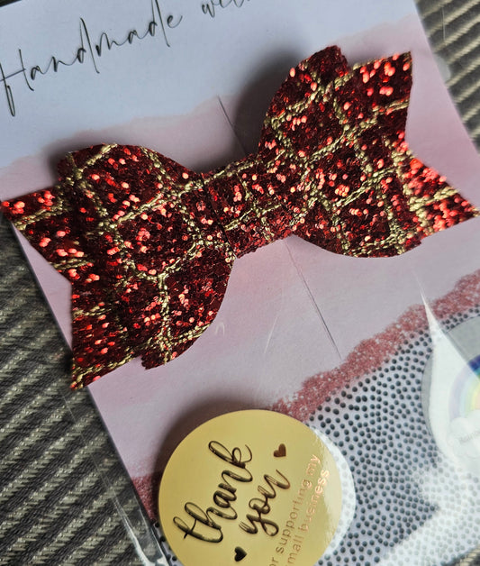 Red Croc effect hair bow