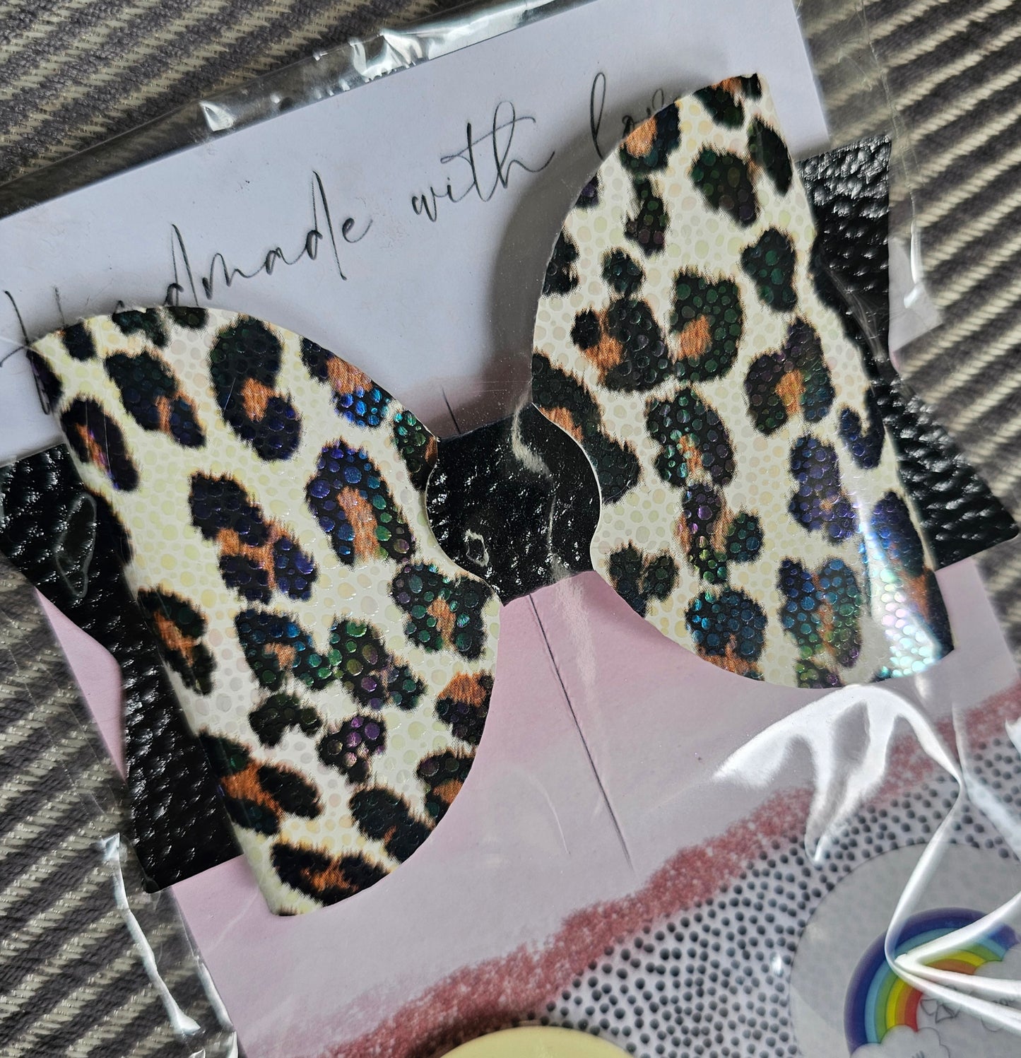 Leopard print holo bow