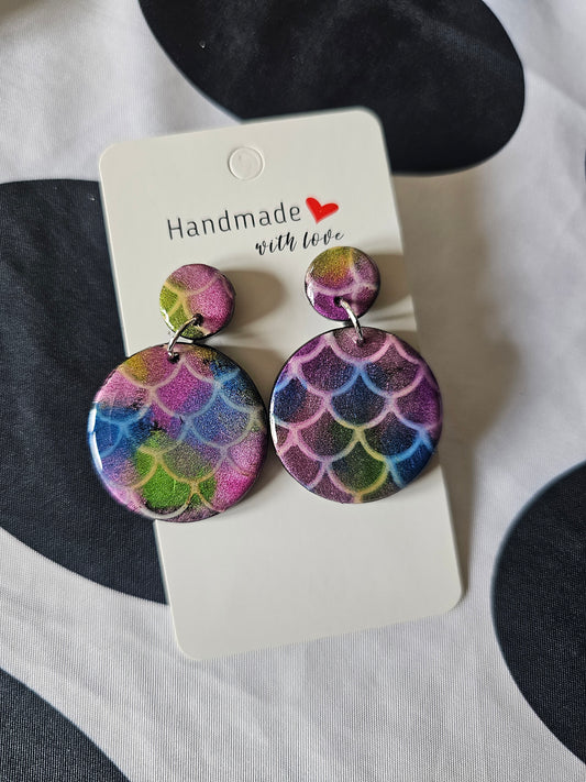 Round mermaid earrings