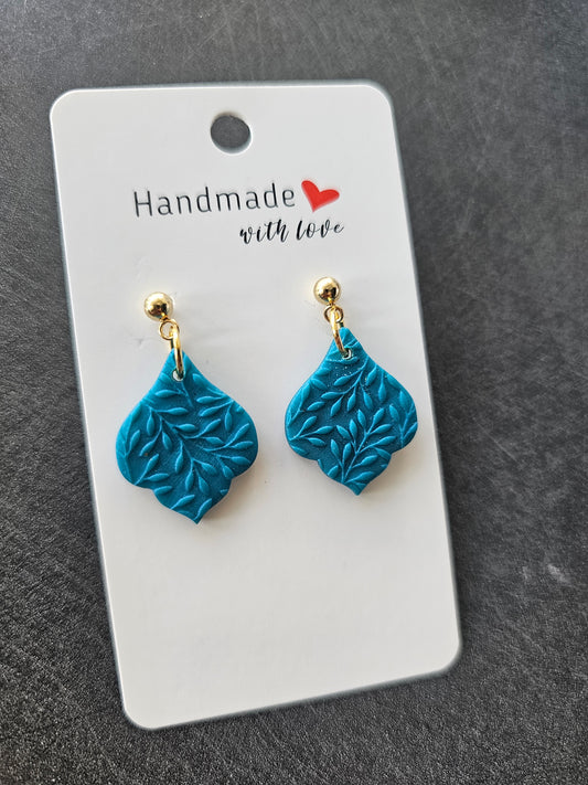 Peacock shimmer turquoise dangly earrings