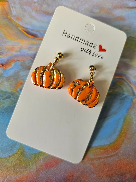 Gold leaf foil Pumpkin earrings