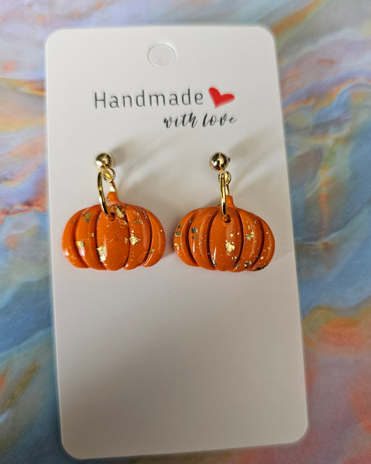 Gold flecks pumpkin earrings