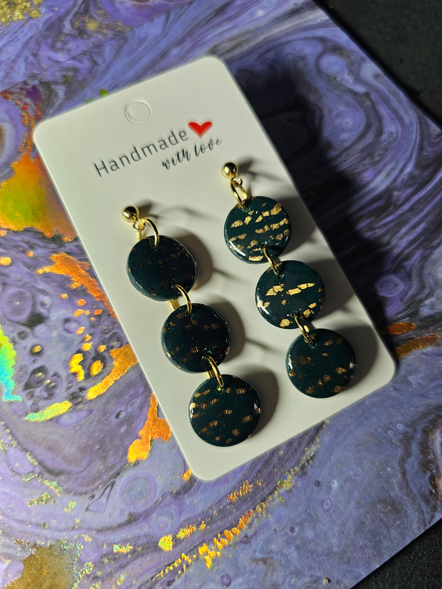 Green dot earrings