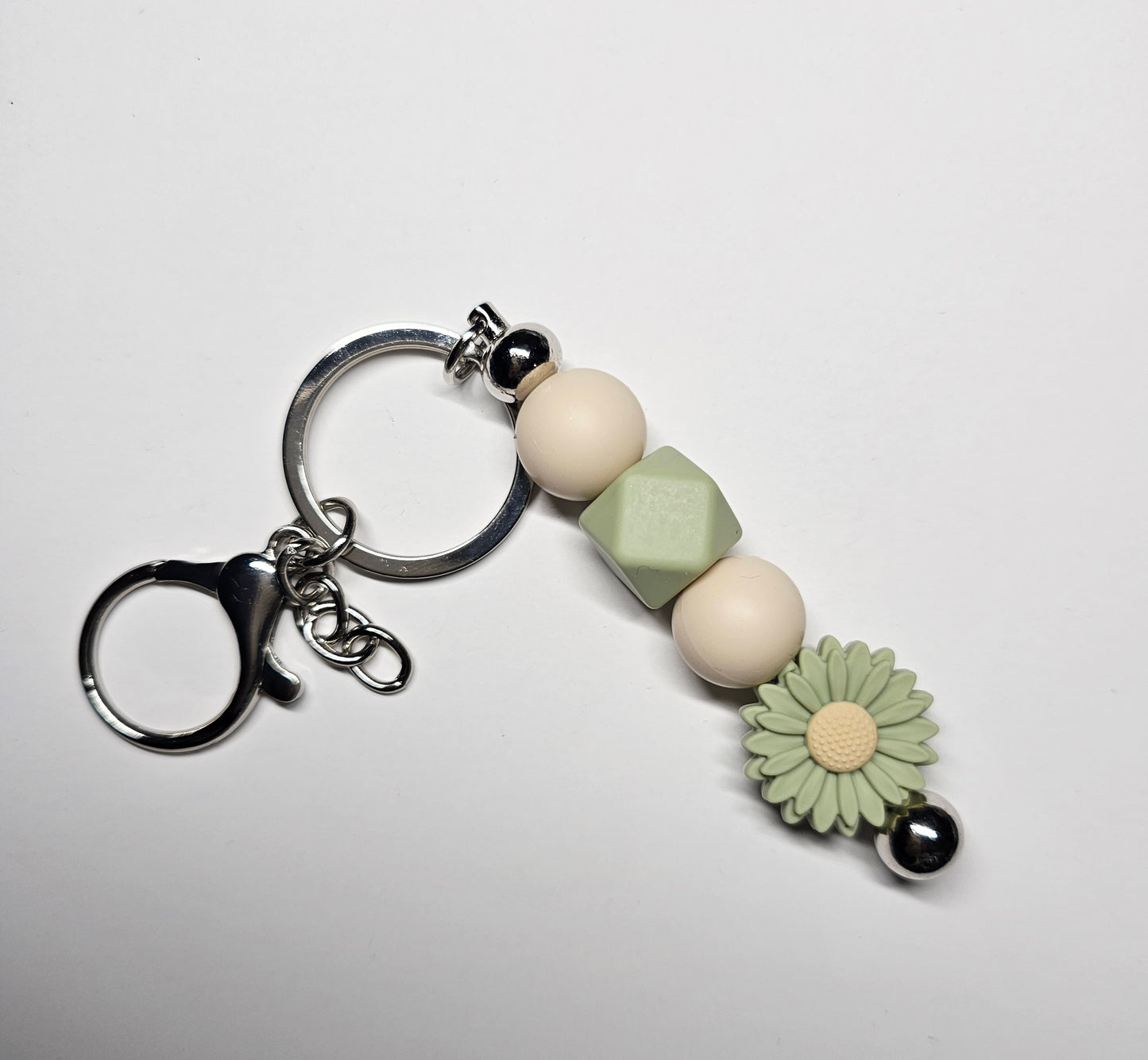 Sage and cream keychain