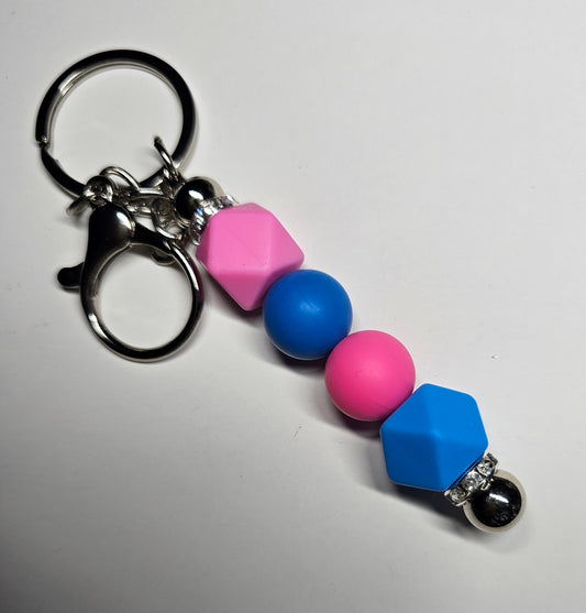 Blue and pink keyring