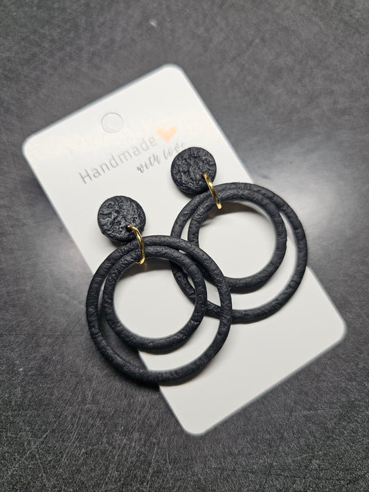 Black double hoop earrings