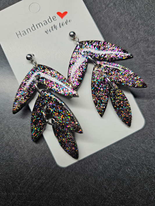 Glitter Triple leaf earrings