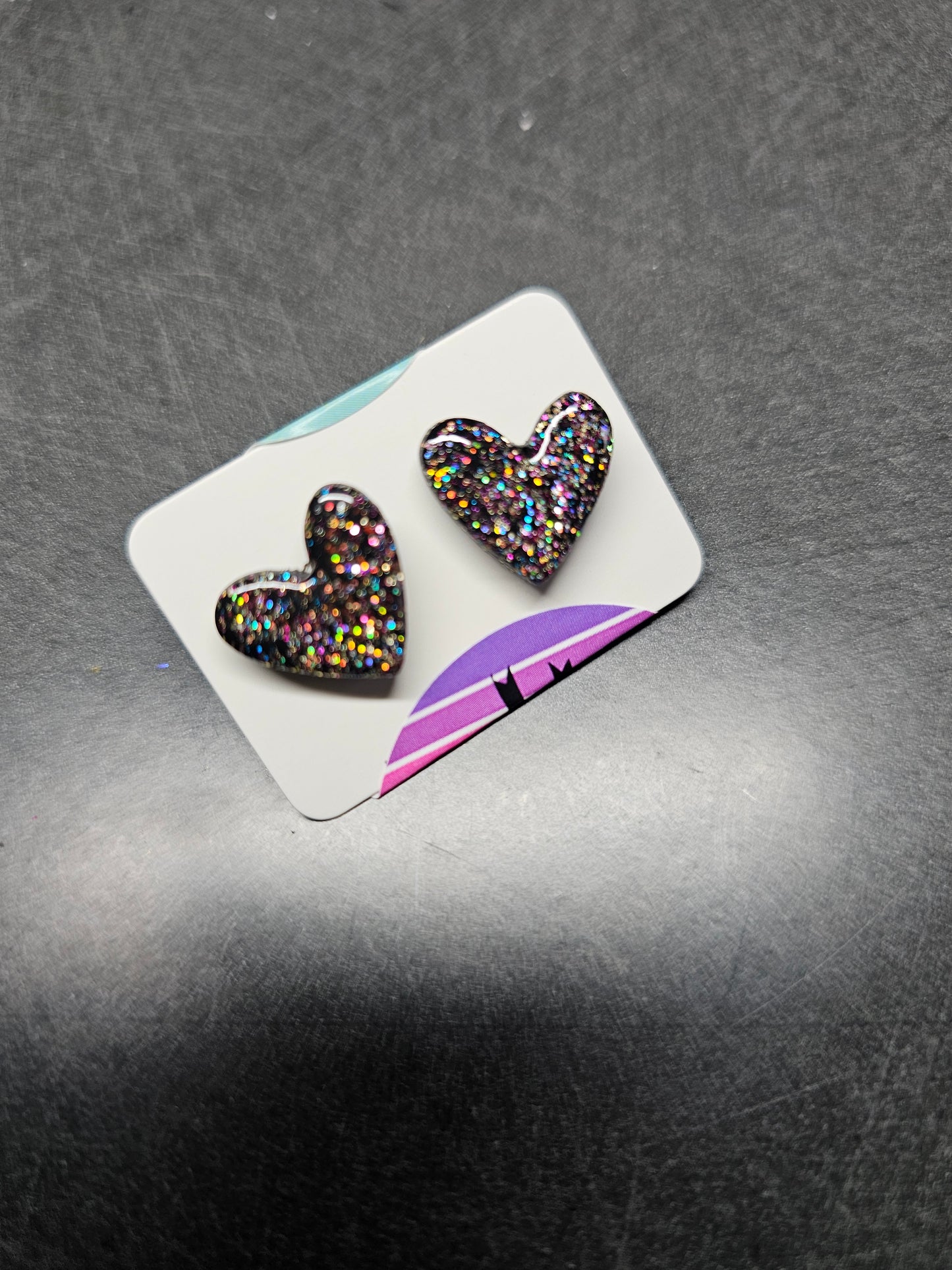 Glitter heart studs