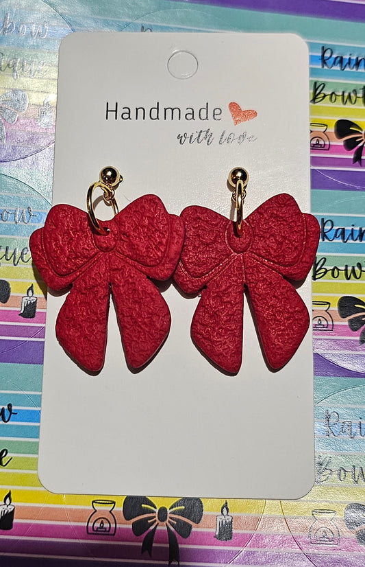 Red bow earrings