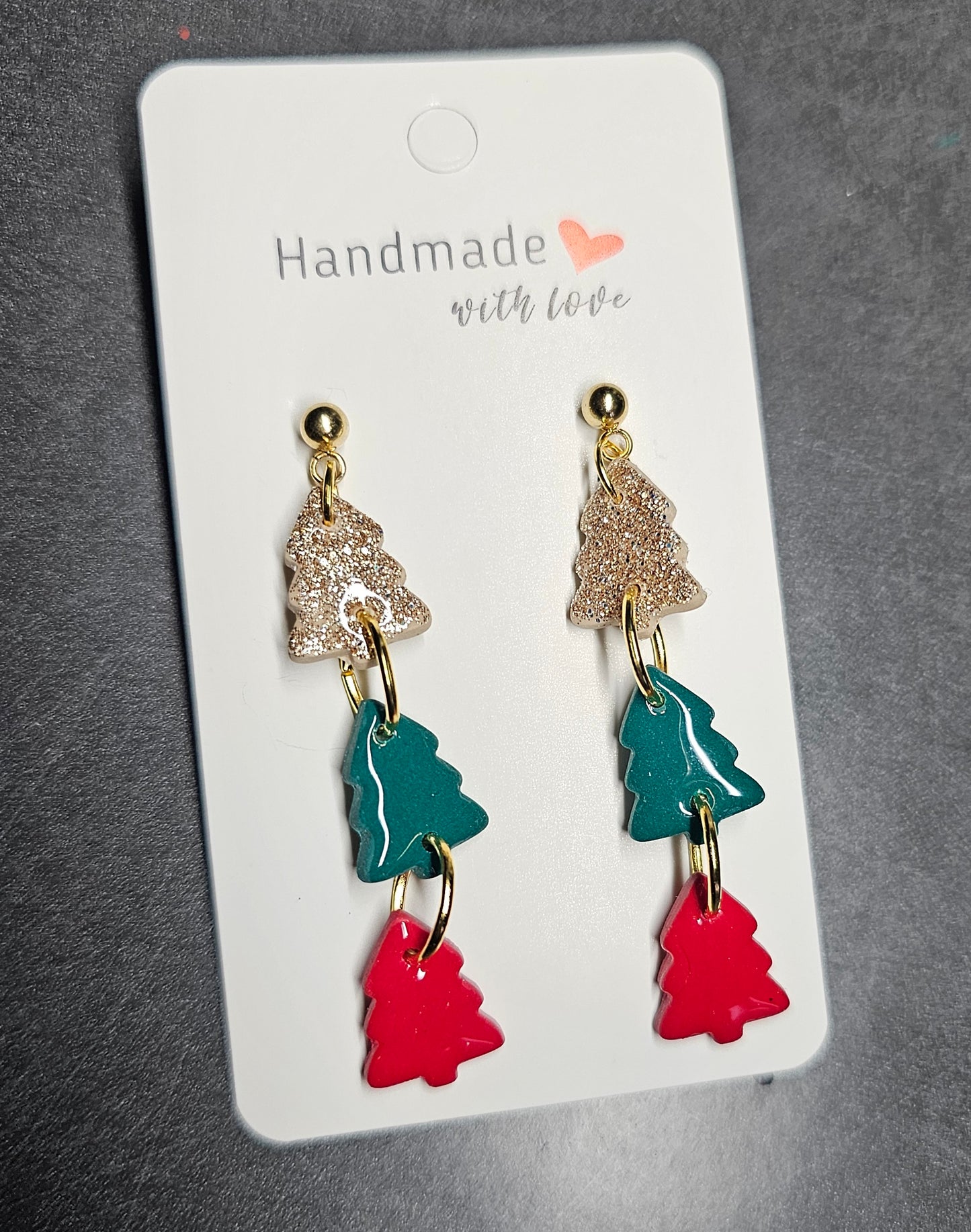 Triple xmas tree earrings