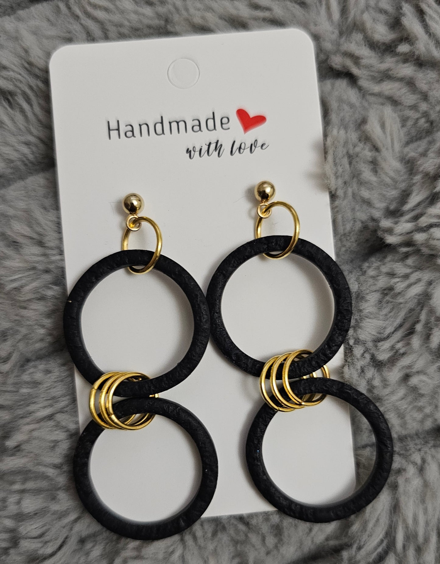 Black double circle hoop earrings