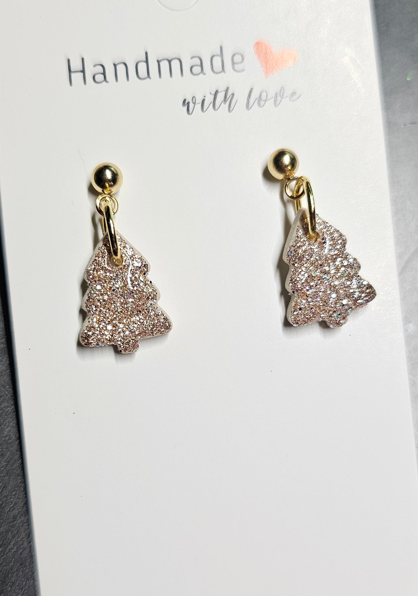 Gold xmas tree dangle earrings