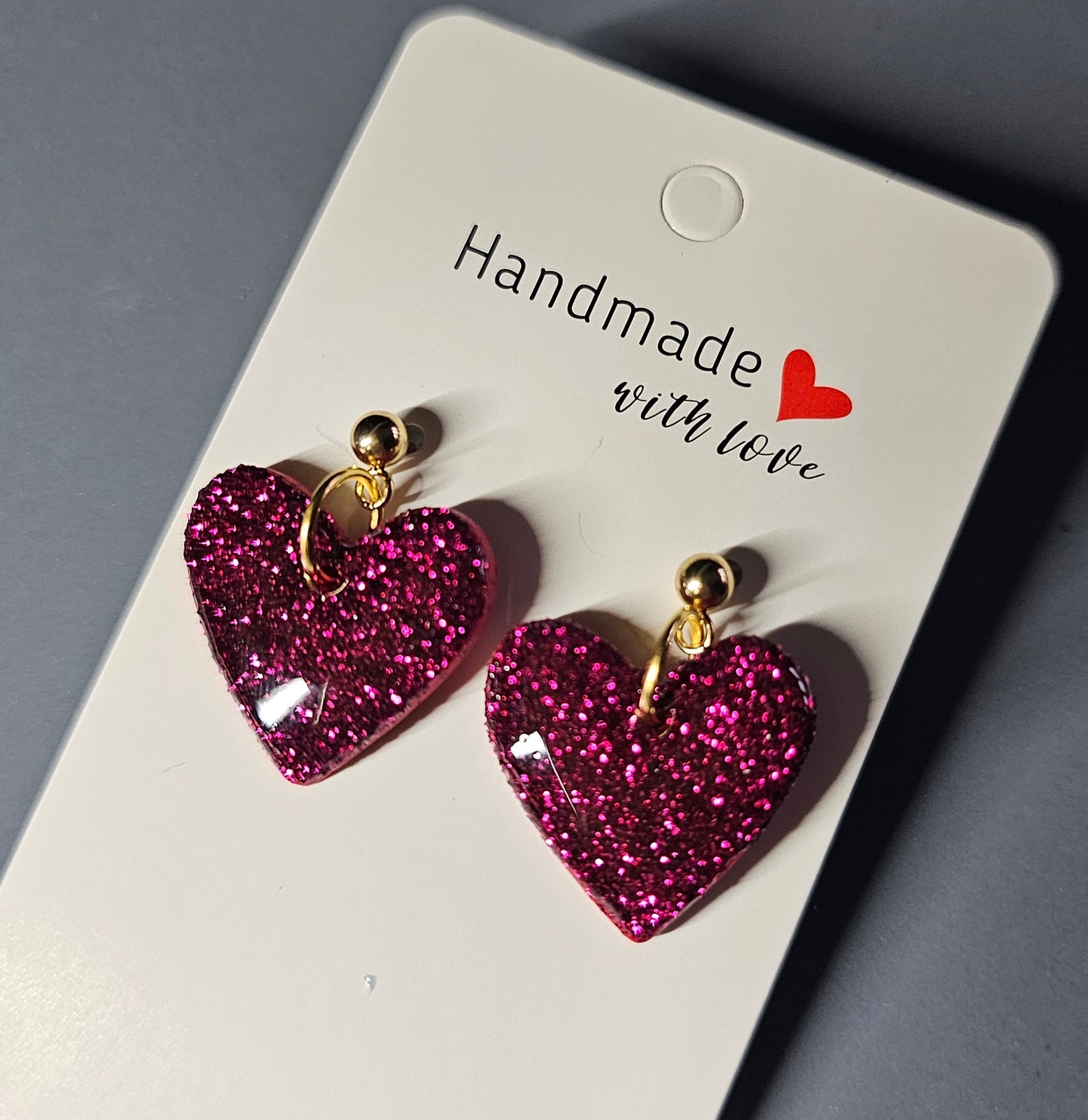 Pink heart earrings
