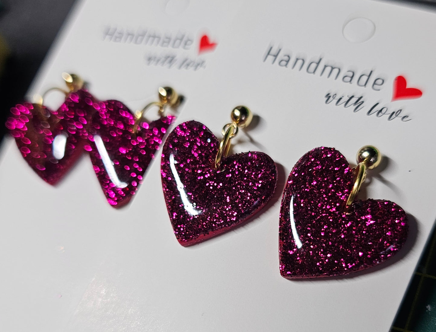 Pink heart earrings