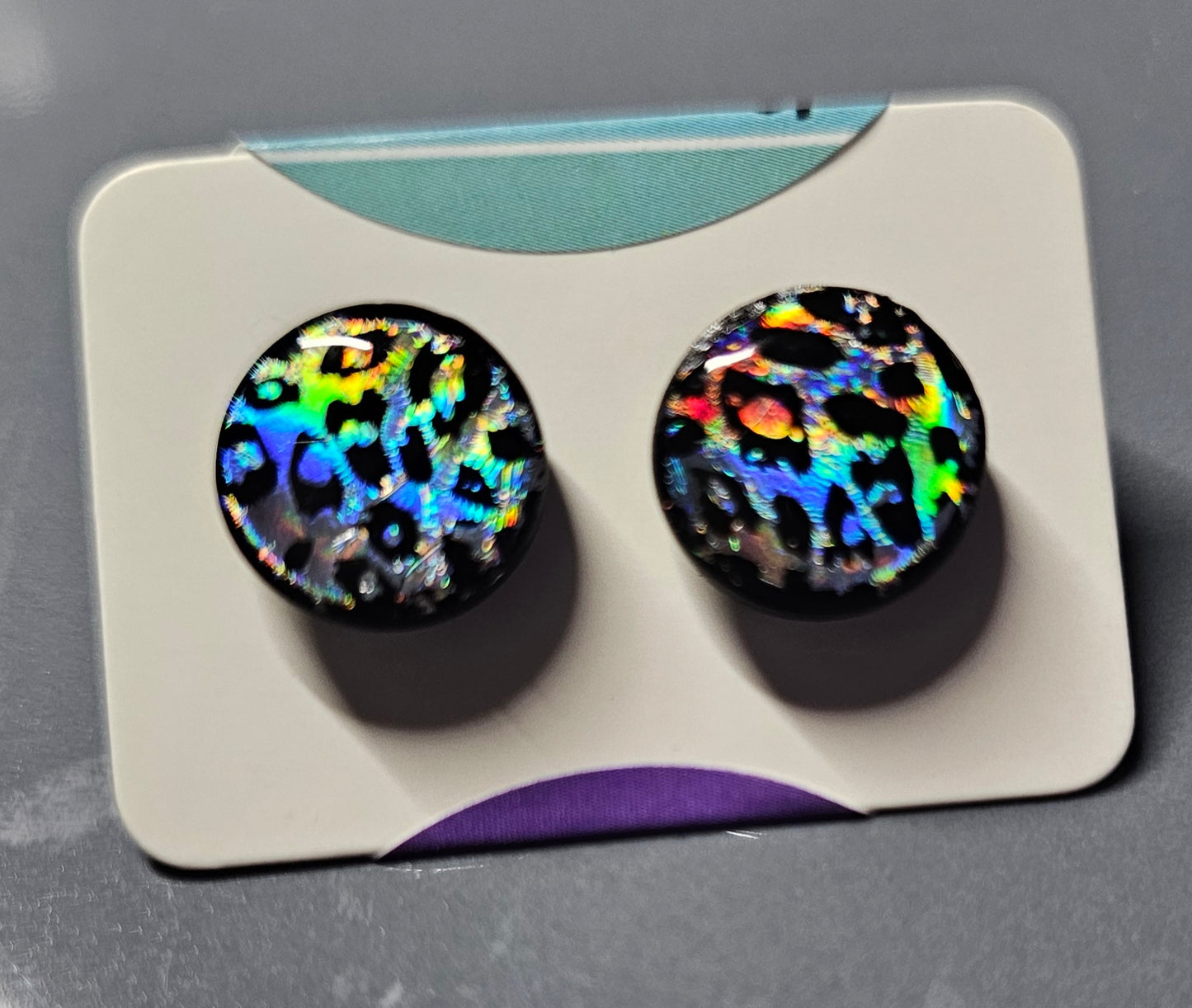 Leopard print stud earrings