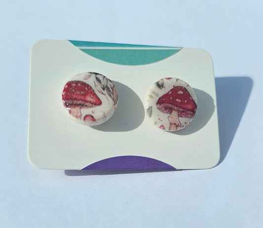 Autumn mushroom stud earrings